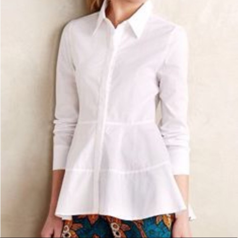 Anthropologie HD in Paris Peplum Poplin Button Up